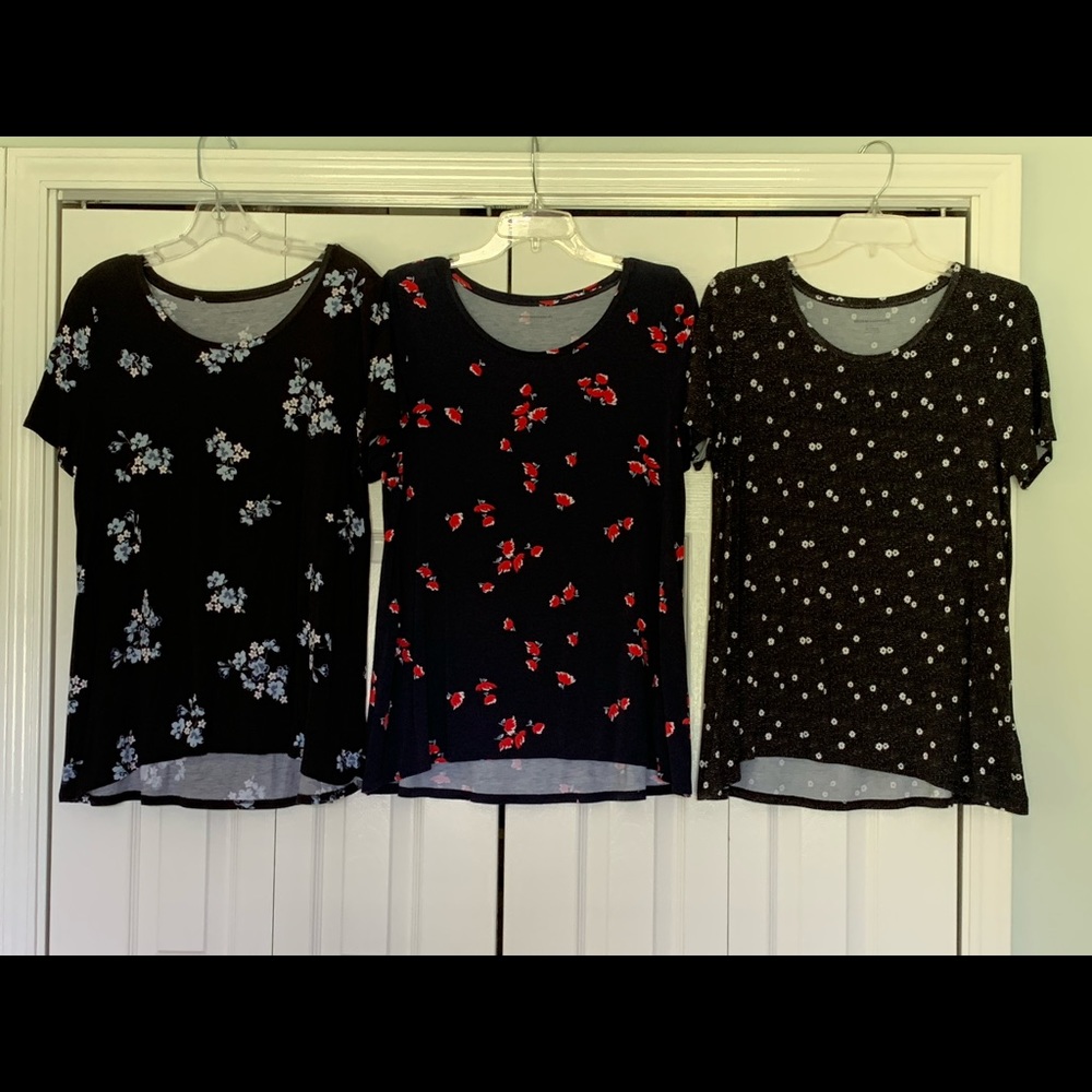 3/$12 Knit eliptical hem tunic tops